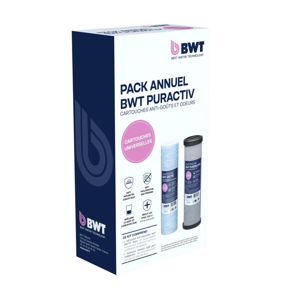 BWT Pack annuel Puractiv : cartouche Arctic et cartouche charbon actif Pureblock